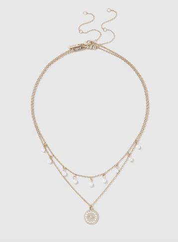Dorothy Perkins Gold Pearl Effect Multirow Necklace