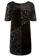 Dorothy Perkins *black Velvet Sequin Shift Dress