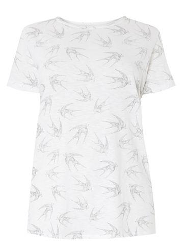 Dorothy Perkins Dp Curve Ivory Bird Printed T-shirt