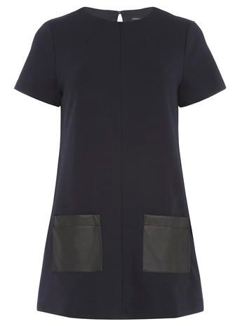Dorothy Perkins Navy Leather Look Tunic