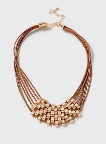 Dorothy Perkins Brown Multirow Cord Necklace