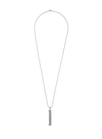 Dorothy Perkins Silver Aqua Glitter Box Pendant Peach Tassel Necklace