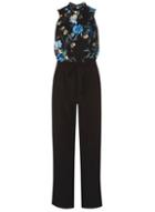 Dorothy Perkins Black Floral Print Twist Neck Jumpsuit
