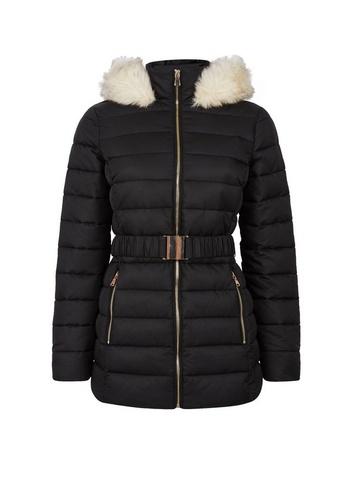 Dorothy Perkins Black Jaquard Short Padded Coat