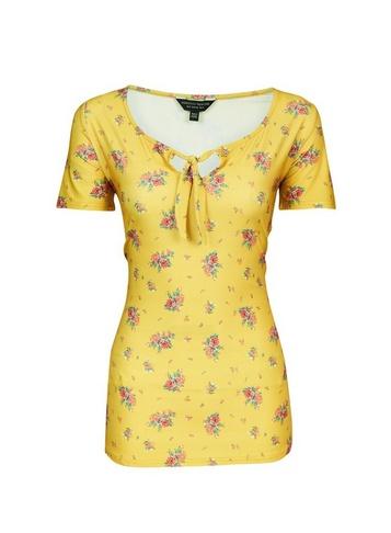 Dorothy Perkins *tall Yellow Ditsy Print Tie Top