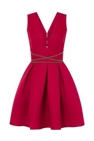 Dorothy Perkins *little Mistress Berry Fit And Flare Dress