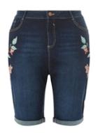 Dorothy Perkins Dp Curve Blue Floral Embroidered Shorts