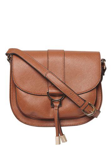 Dorothy Perkins Tan U Bar Saddle Crossbody Bag