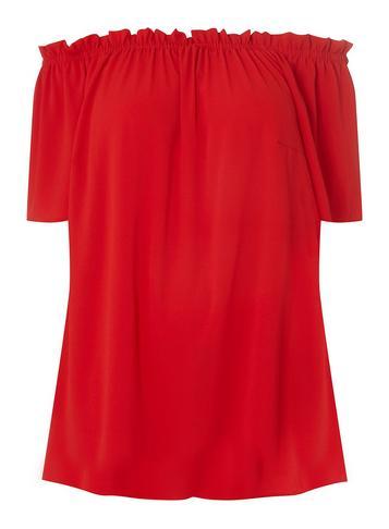Dorothy Perkins Dp Curve Red Frill Bardot Top