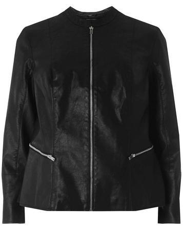 Dorothy Perkins *dp Curve Black Pu Collarless Biker Jacket