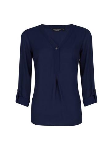 Dorothy Perkins March Navy Diamante Roll Sleeve Top