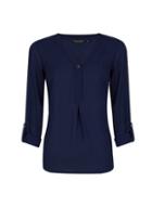 Dorothy Perkins March Navy Diamante Roll Sleeve Top