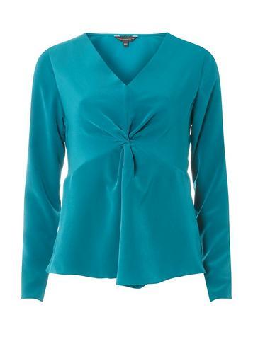 Dorothy Perkins Teal Knot Front Long Sleeve Top
