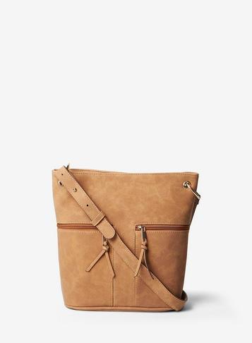 Dorothy Perkins Tan Double Ring Bucket Cross Body Bag
