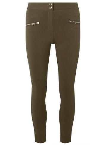 Dorothy Perkins Khaki Zip Skinny Trousers