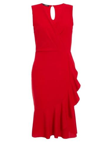 *quiz Red V-neck Frill Midi Dress