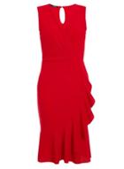 *quiz Red V-neck Frill Midi Dress