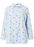 Dorothy Perkins *dp Curve Blue Striped And Heart Embroidered Shirt