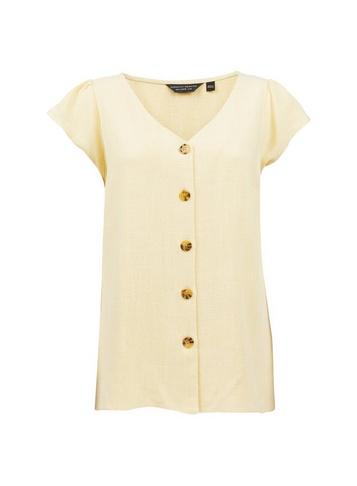 Dorothy Perkins Lemon Linen Button Top
