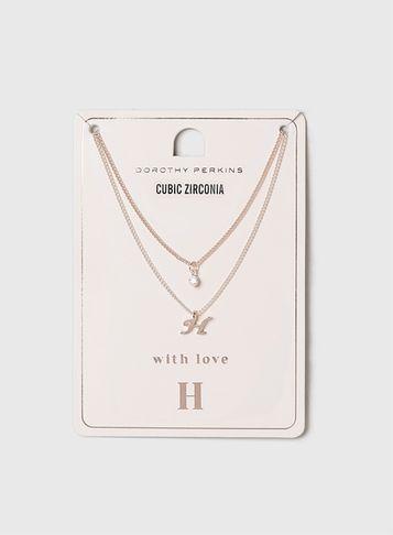Dorothy Perkins Rose Gold Initial H Necklace