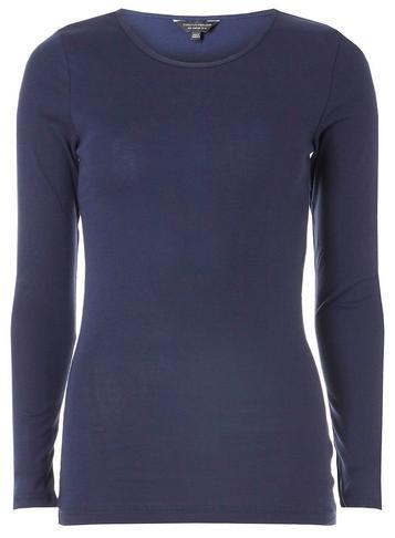 Dorothy Perkins Navy Long Sleeve Crew Neck Top