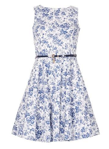 *izabel London White Floral Print Skater Dress