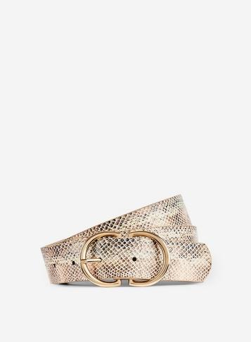 Dorothy Perkins Dp Curve Cream Faux Snake Print Belt