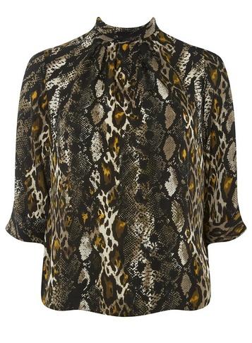 Dorothy Perkins Petite Multi Colour Snake Print High Neck Top