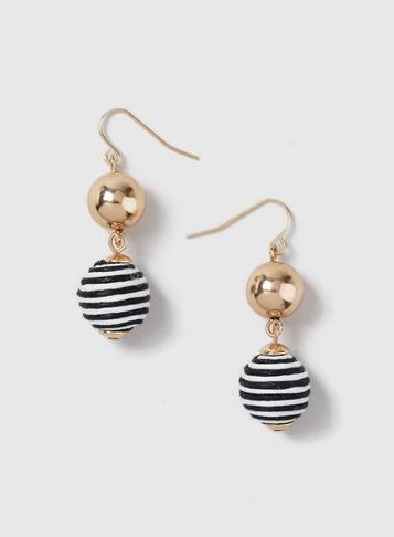 Dorothy Perkins Gold Striped Wrap Ball Earrings