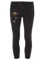 Dorothy Perkins Petite Black Floral Beaded 'darcy' Jeans