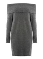 Dorothy Perkins Grey Ribbed Longline Bardot Jumper