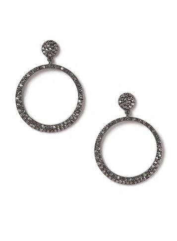 Dorothy Perkins Grey Rhinestone Hoop Earrings