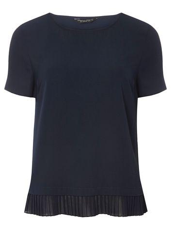 Dorothy Perkins Navy Pleated Hem T-shirt
