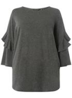 Dorothy Perkins *dp Curve Grey Twist Frill Sleeve T-shirt