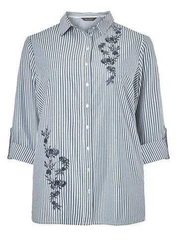 Dorothy Perkins Dp Curve Navy And Ivory Striped Shirt