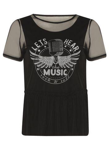 Dorothy Perkins *noisy May Black Mesh Overlay T-shirt