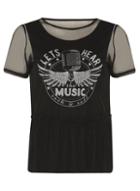 Dorothy Perkins *noisy May Black Mesh Overlay T-shirt