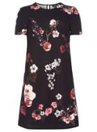 Dorothy Perkins Black Floral Print Puff Sleeve Shift Dress