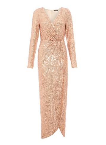 *quiz Rose Gold Sequin Maxi Dress