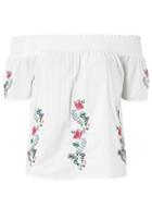 Dorothy Perkins White Embroidered Bardot Top