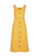 Dorothy Perkins Yellow Belted Button Strap Midi Dress