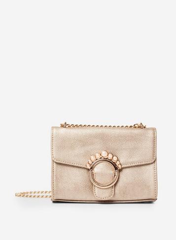 Dorothy Perkins Gold Pearl Trim Cross Body Bag