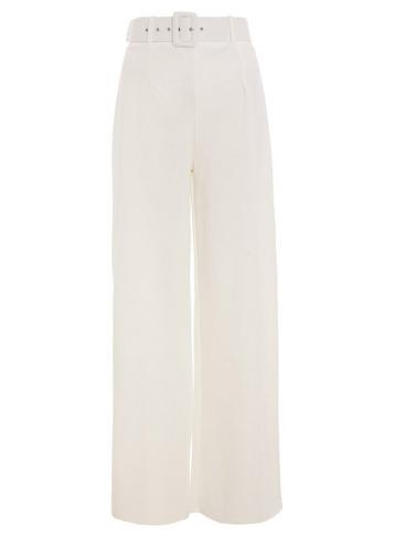 *quiz Cream Belted Wide Leg Trousers