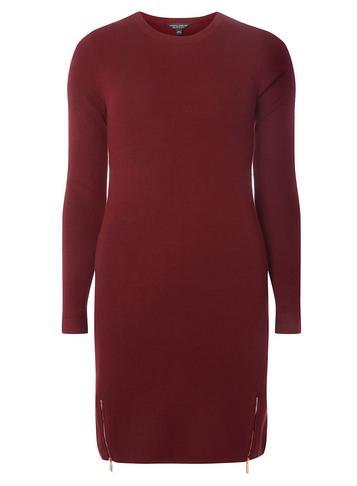 Dorothy Perkins Burgundy Zip Hem Knitted Tunic