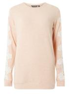 Dorothy Perkins *tall Blush Lace Sleeve Brushed Jumper