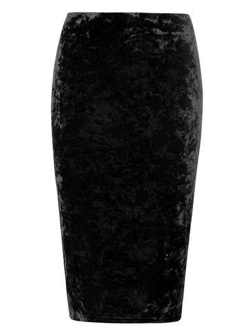Dorothy Perkins Black Crushed Velvet Pencil Skirt