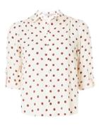 Dorothy Perkins Petite Ivory And Red Polka Dot Shirt