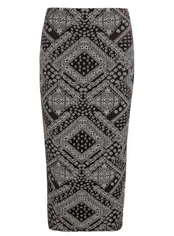 Dorothy Perkins Black Paisly Print Tube Skirt
