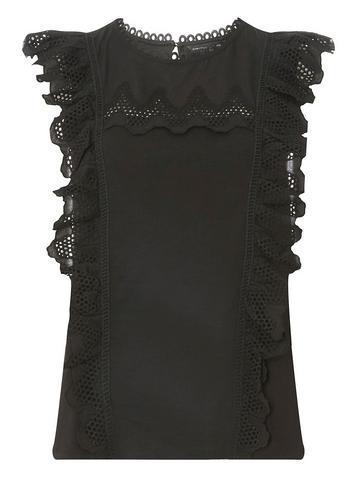 Dorothy Perkins Black Ruffle Trim Shell Top