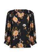 Dorothy Perkins Black Floral Print Balloon Sleeve Top